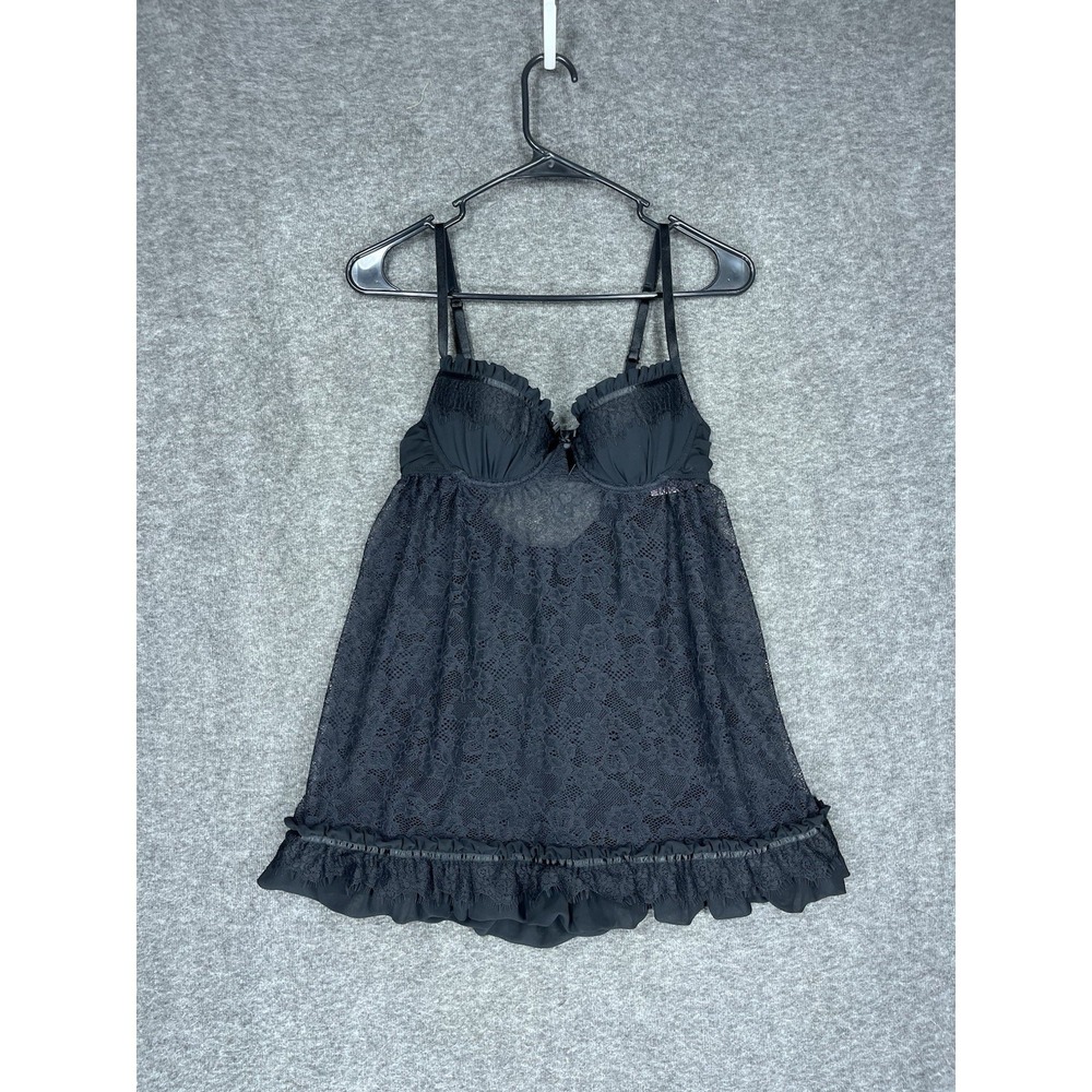Victorias Secret Sexy Little Things Lingerie Teddy Babydoll Black Lace Size 34B